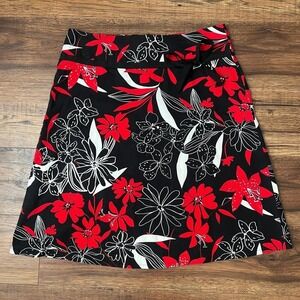 Majora Y2K Black Red Skirt Bold Floral Print Bow Women M Cottagecore Boho Summer